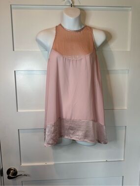 Etcetera Dusty Blush Halter Silk-Trim Tank
